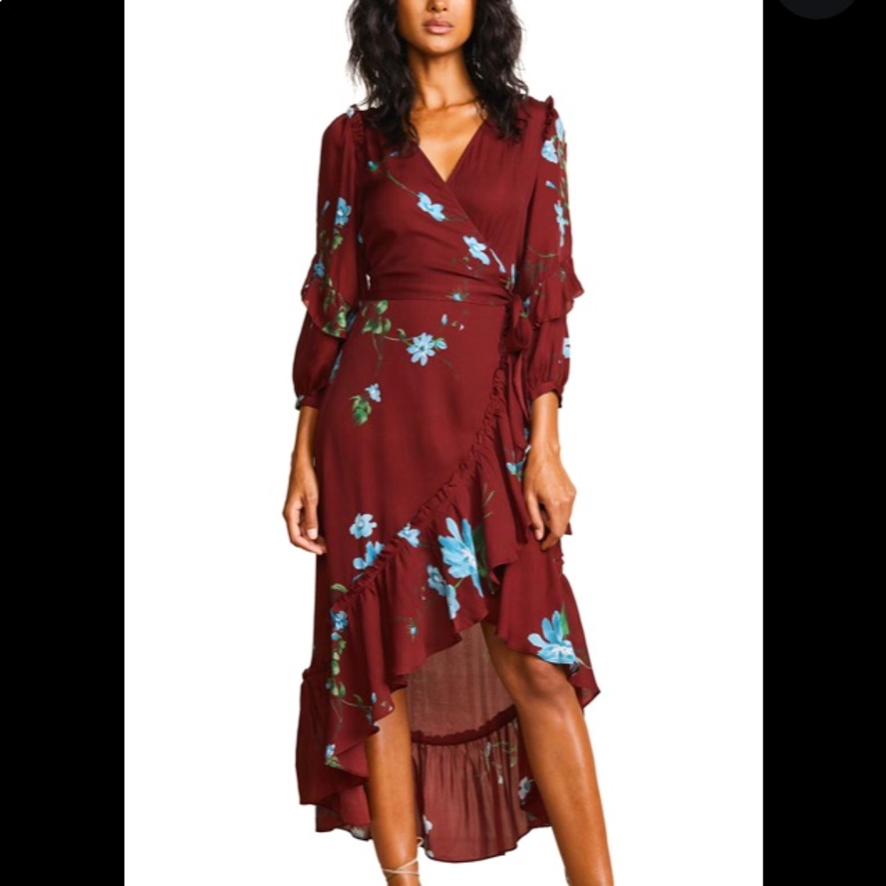 SALE Joie Burgundy floral wrap dress size small